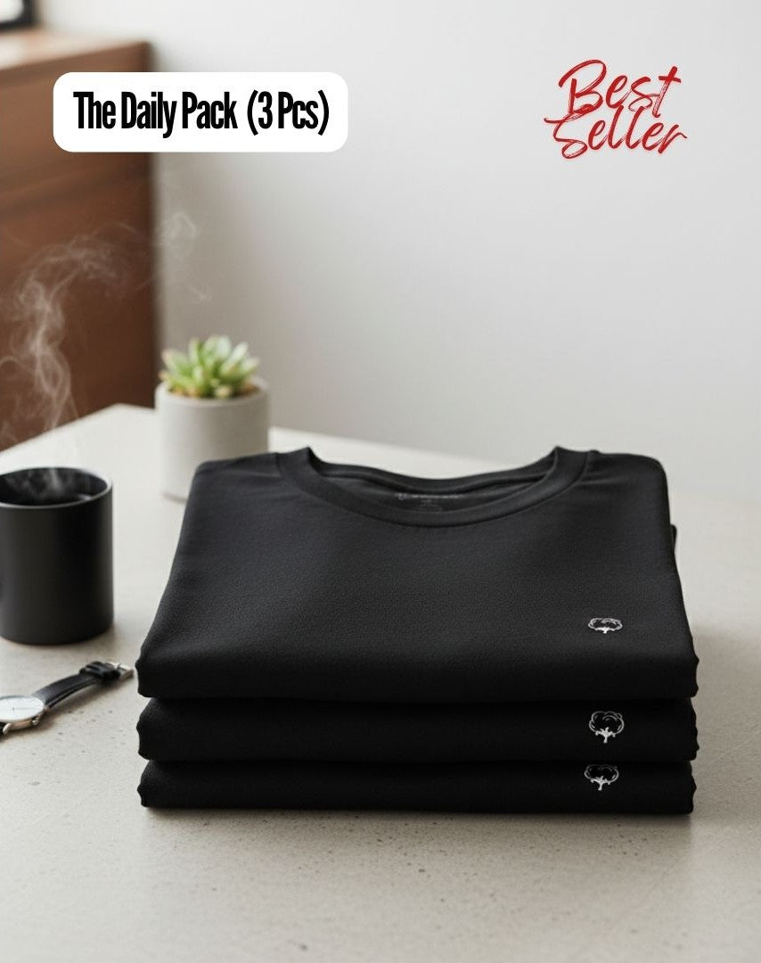 3 Pack Premium Cotton Crewneck T-Shirt – The Daily Pack