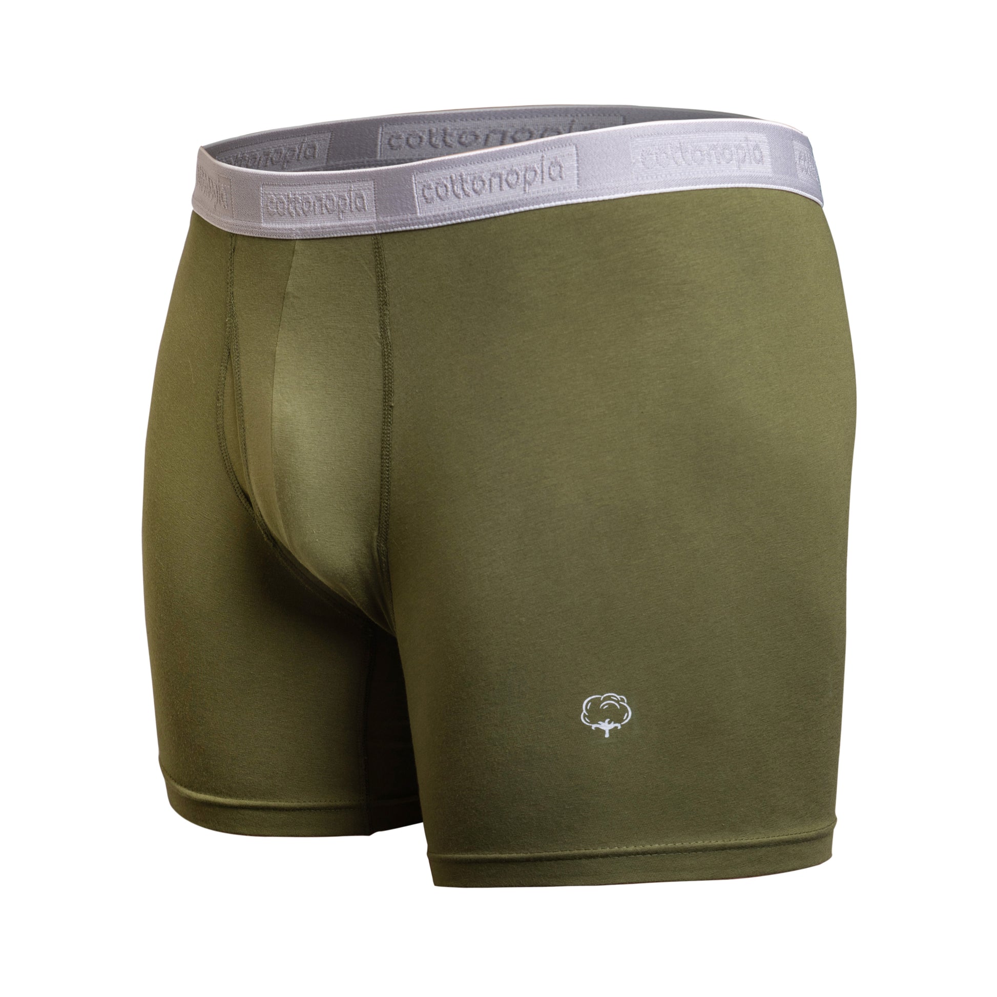 Men cotton olive green underwear boxers on a ghost model angel view - Undergarment Category