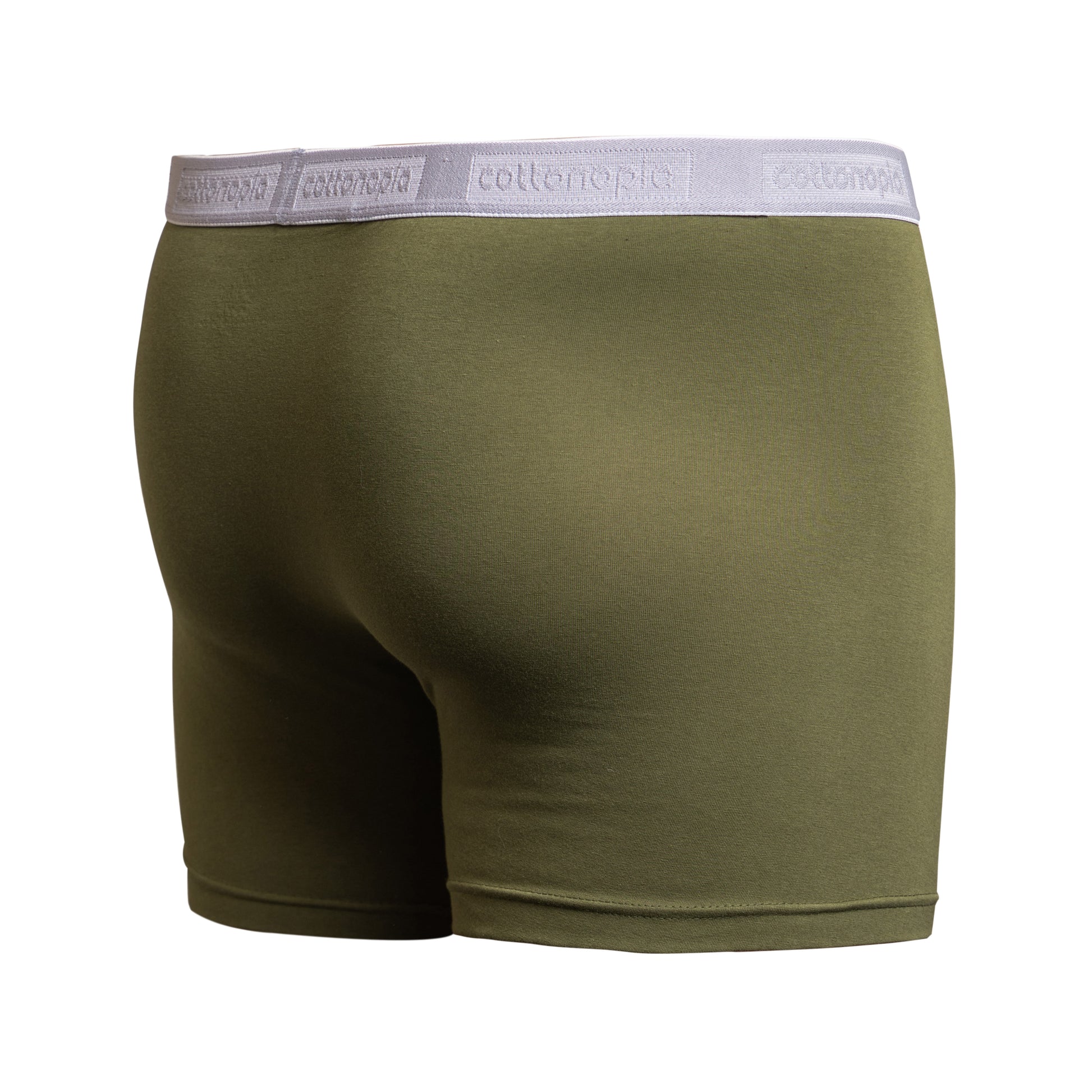Men cotton olive green underwear boxers on a ghost model bact view - Undergarment Category