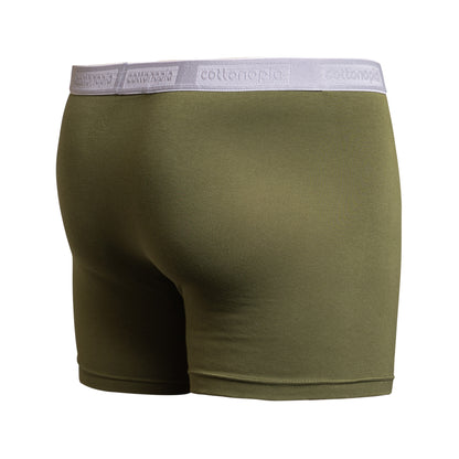 Men cotton olive green underwear boxers on a ghost model bact view - Undergarment Category