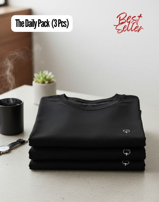 3 Pack Premium Cotton Crewneck T-Shirt – The Daily Pack